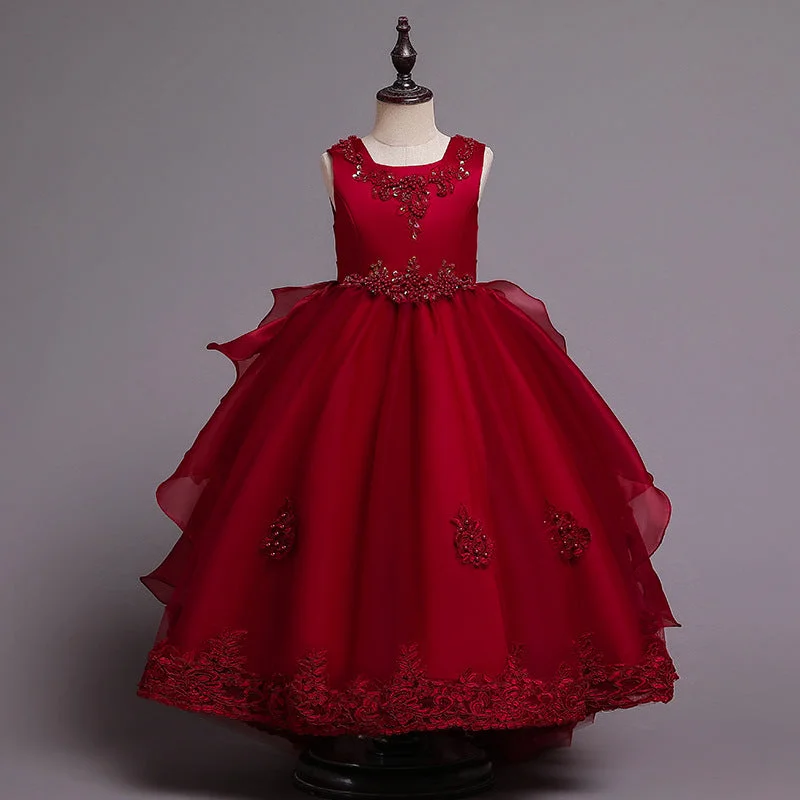 1788-Yoliyolei-Elegant-Tail-Girls-Party-Dress-Dove-AVELAPRO-43716273012963-05 Elegant Tail Girls Party Dress Dovetail Long Flower Girl Pageant Clothing Hand Made Retro Embroidery Kids Dresses
