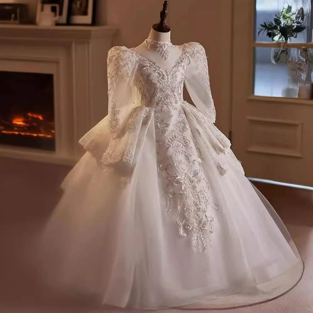 2-12-years-old-wedding-flower-girl-long-sleeve-sequin-fluffy-fashionable-girl-evening-dress-AVELAPRO-47425820197035-02 2-12 years old wedding flower girl long sleeve sequin fluffy fashionable girl evening dress