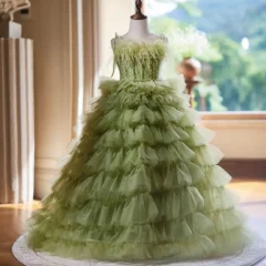 3-12-year-old-Green-Feather-Girls-Cake-Skirt-Stage-Performance-Fluffy-Wedding-Dress-Girls-Evening-Dress-AVELAPRO-47425807679659-01 3-12-year-old Green Feather Girls' Cake Skirt Stage Performance Fluffy Wedding Dress Girls' Evening Dress