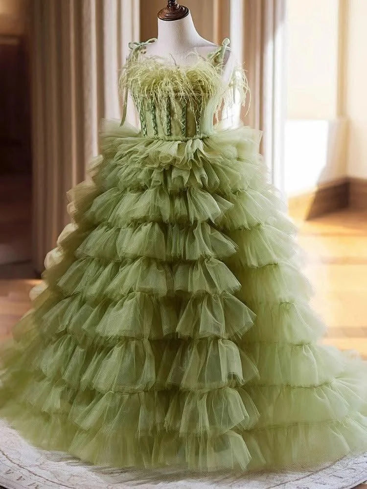 3-12-year-old-Green-Feather-Girls-Cake-Skirt-Stage-Performance-Fluffy-Wedding-Dress-Girls-Evening-Dress-AVELAPRO-47425807679659-03 3-12-year-old Green Feather Girls' Cake Skirt Stage Performance Fluffy Wedding Dress Girls' Evening Dress