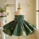 3D Flower Sleeveless Green Girl Dress Princess Ball Gown