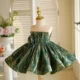 3D Flower Sleeveless Green Girl Dress Princess Ball Gown