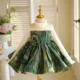 3D Flower Sleeveless Green Girl Dress Princess Ball Gown
