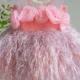 3D Flowers Fur Pink Girl Dress With Bow Sleeveless