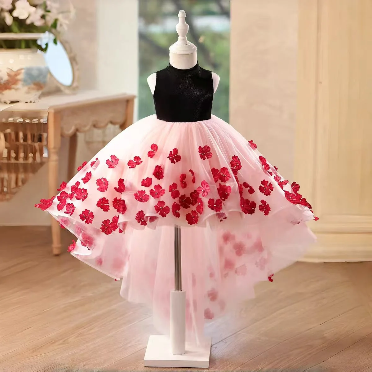 3D-Flowers-Girl-Dress-Hi-Low-Princess-Birthday-Par-AVELAPRO-52081825055023-02 3D Flowers Girl Dress Hi-Low Princess Birthday Party Gown