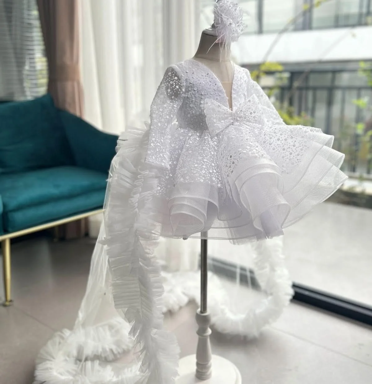 Childrens-wedding-sequin-long-sleeve-flower-girl-tail-dress-birthday-party-girl-princess-dress-AVELAPRO-47426117238955-02 Children's wedding sequin long sleeve flower girl tail dress birthday party girl princess dress