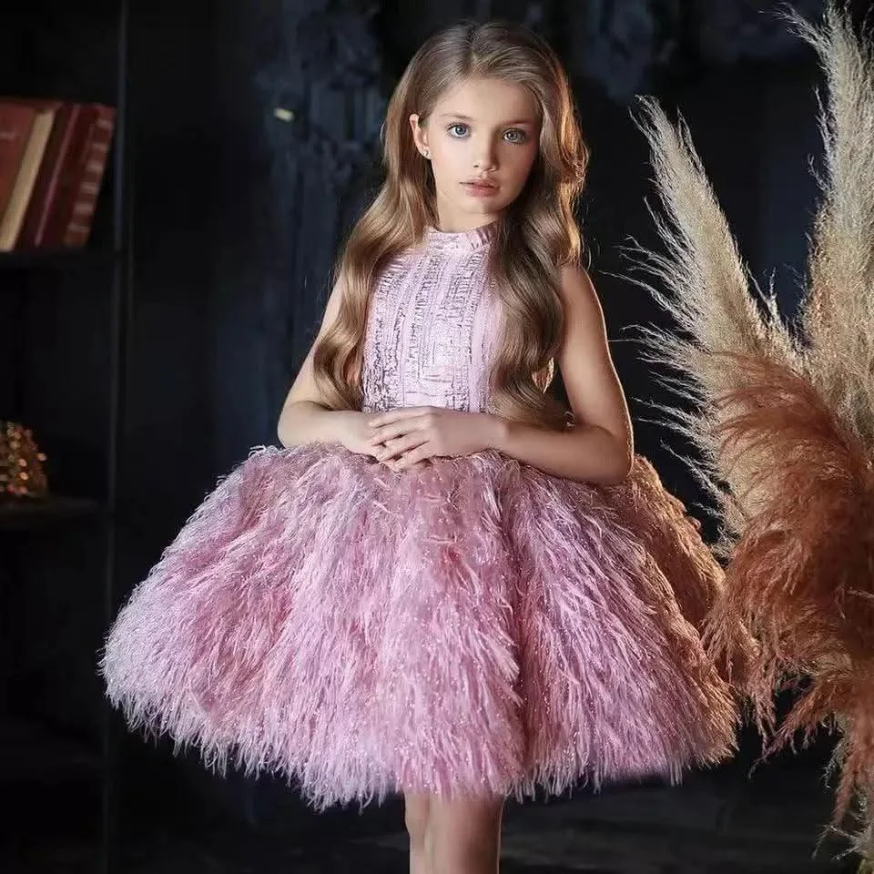 Elegant-flower-Dress-Feather-Baby-Wedding-party-Princess-dress-Colors-can-be-customized-AVELAPRO-47426017657003-04 Elegant flower Dress Feather Baby Wedding party Princess dress Colors can be customized