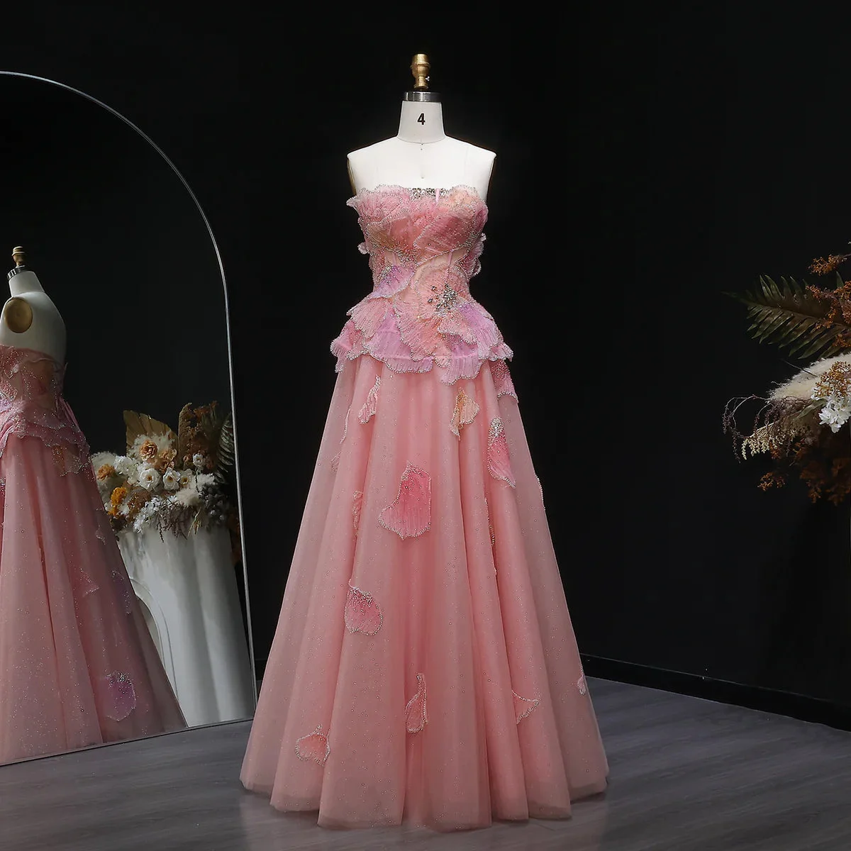 Luxury-3D-Floral-Beaded-Ball-Gown-Evening-Dress-with-Strapless-Design-SS749-AVELAPRO-56659603226927-03 Luxury 3D Floral Beaded Ball Gown Evening Dress with Strapless Design