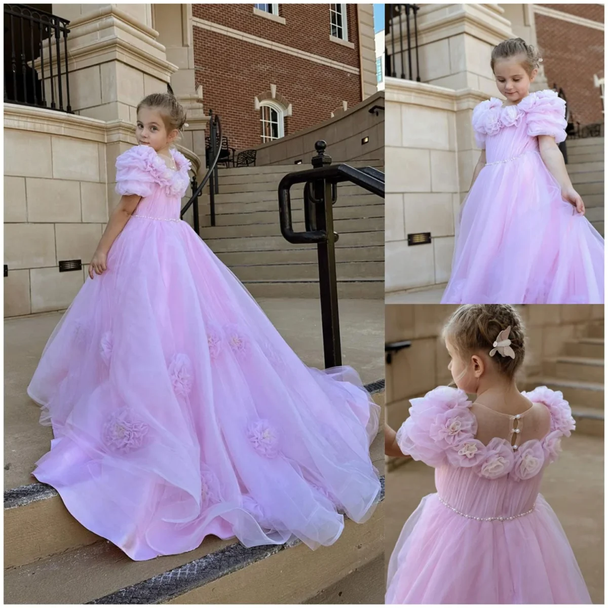 Luxury-Arabic-Pink-Girl-Dress-Handmade-Flowers-Princess-Gown-J150-AVELAPRO-48851735773487-02 Luxury Arabic Pink Girl Dress Handmade Flowers Princess Gown