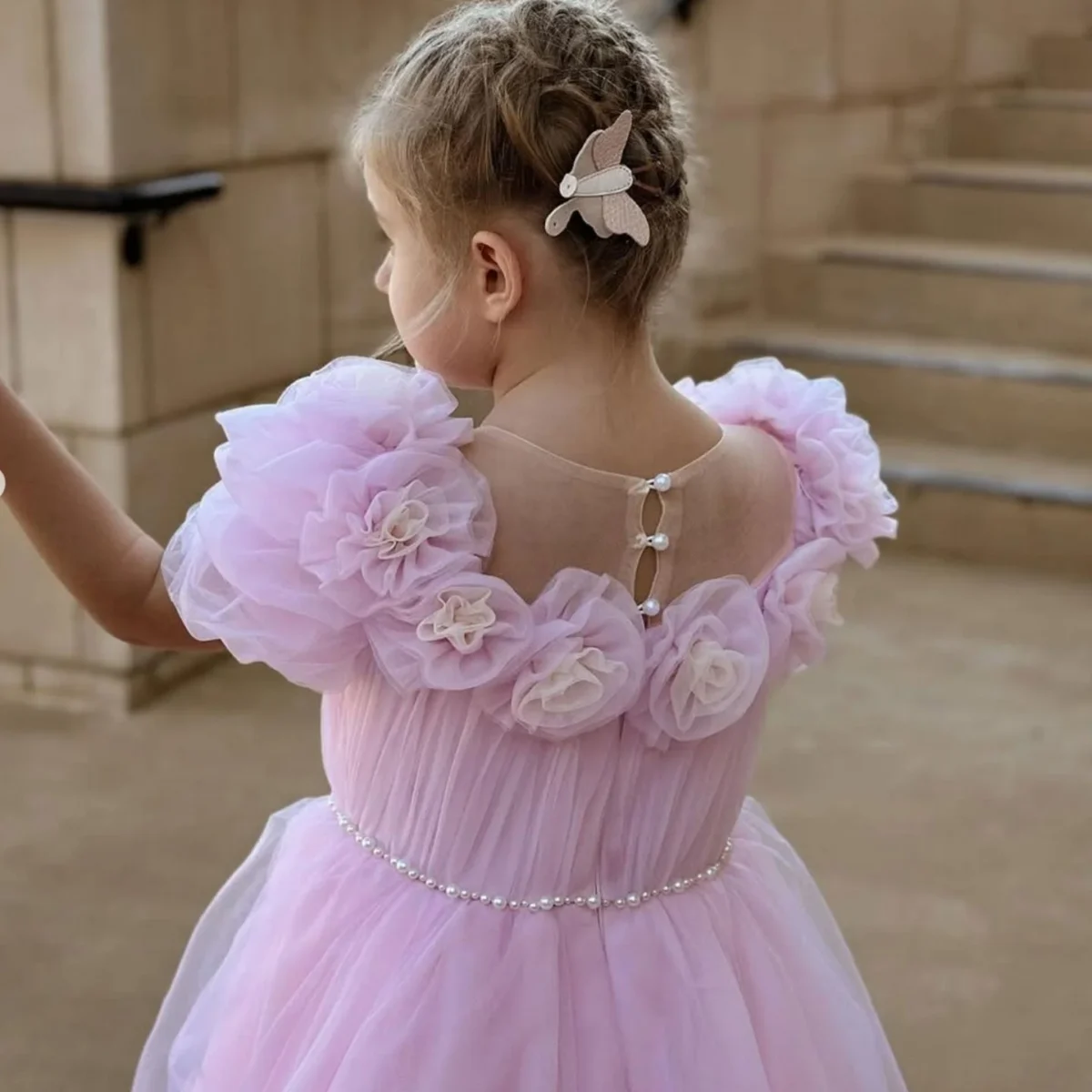 Luxury-Arabic-Pink-Girl-Dress-Handmade-Flowers-Princess-Gown-J150-AVELAPRO-48851735773487-03 Luxury Arabic Pink Girl Dress Handmade Flowers Princess Gown