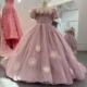 Luxury-Arabic-Pink-Girl-Dress-Handmade-Flowers-Princess-Gown-J150-AVELAPRO-48851735773487-10 Luxury Arabic Pink Girl Dress Handmade Flowers Princess Gown