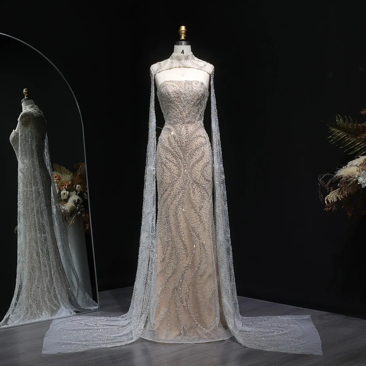 Luxury-Beaded-Mermaid-Evening-Dress-with-Flowing-Cape-Sleeves-SS663-AVELAPRO-51927026041135-02 Luxury Beaded Mermaid Evening Dress with Flowing Cape Sleeves