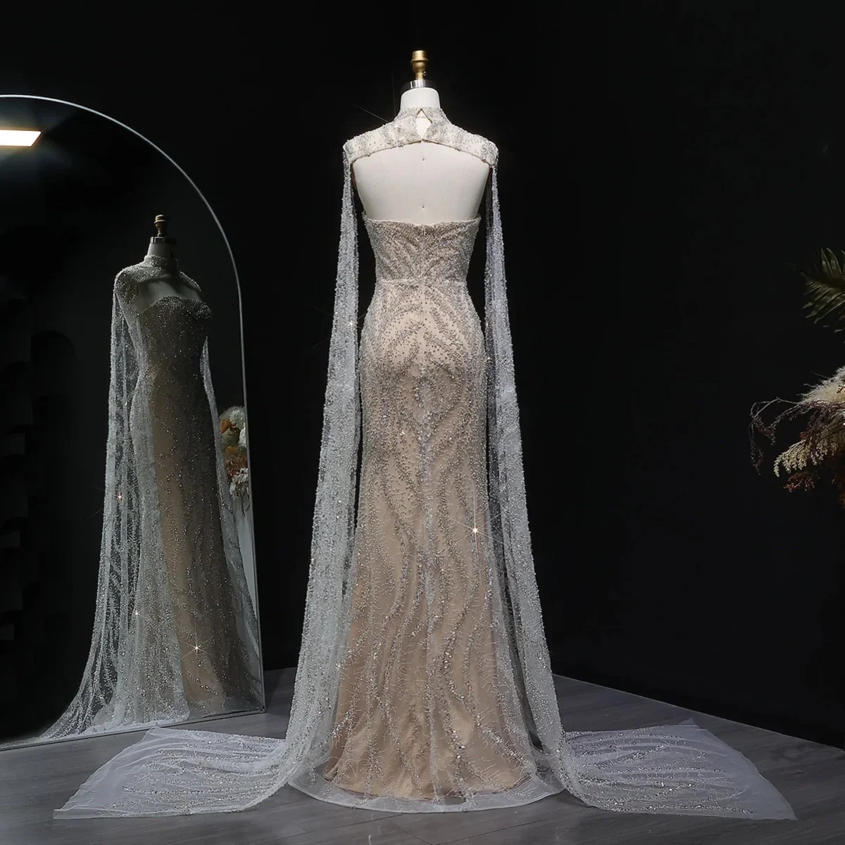 Luxury-Beaded-Mermaid-Evening-Dress-with-Flowing-Cape-Sleeves-SS663-AVELAPRO-51927026041135-07 Luxury Beaded Mermaid Evening Dress with Flowing Cape Sleeves