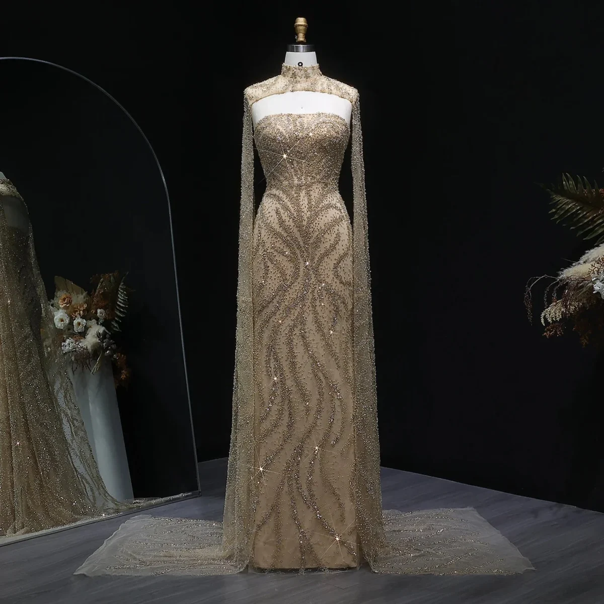 Luxury-Beaded-Mermaid-Evening-Dress-with-Flowing-Cape-Sleeves-SS663-AVELAPRO-51927026041135-08 Luxury Beaded Mermaid Evening Dress with Flowing Cape Sleeves
