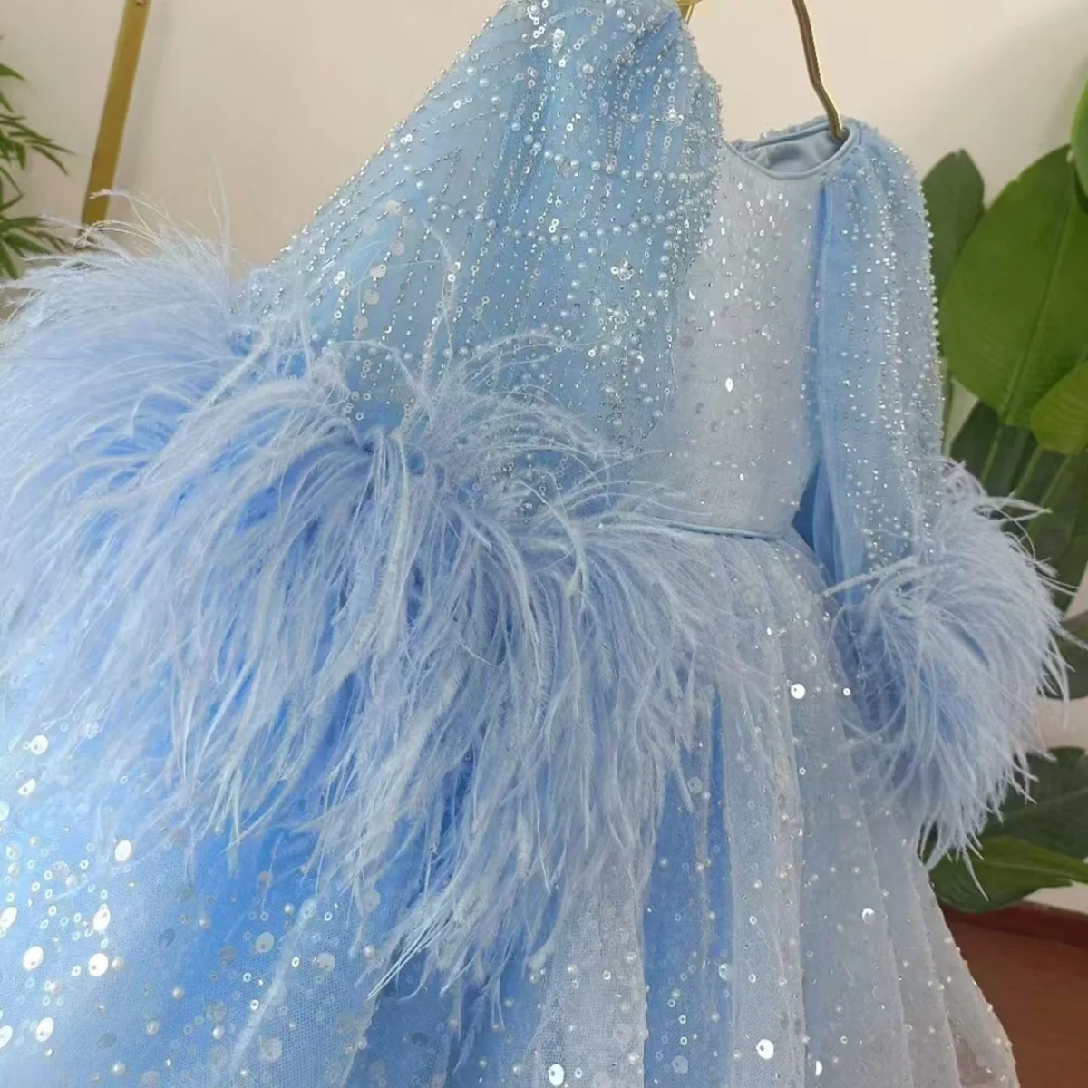 Luxury-Blue-Girl-Dress-Feathers-Cap-Sleeve-Kid-Princess-J170-AVELAPRO-50734828880175-08 Luxury Blue Girl Dress Feathers Cap Sleeve Kid Princess