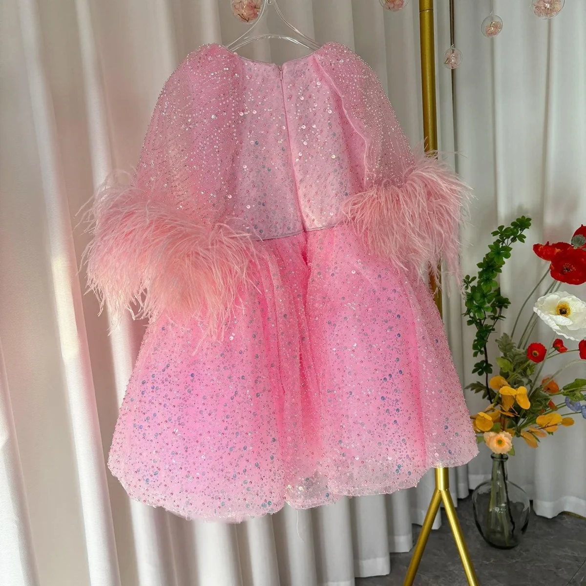 Luxury-Blue-Girl-Dress-Feathers-Cap-Sleeve-Kid-Princess-J170-AVELAPRO-50734828880175-13 Luxury Blue Girl Dress Feathers Cap Sleeve Kid Princess