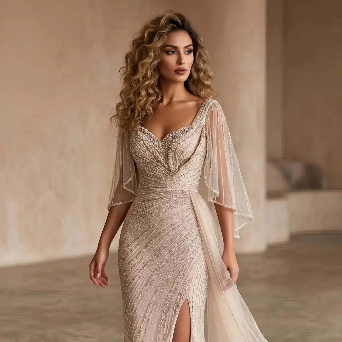 Luxury-Champagne-Evening-Dress-with-Cape-Sleeves-Elegant-Formal-Gown-SS063-AVELAPRO-57137648075055-02 Luxury Champagne Evening Dress with Cape Sleeves Elegant Formal Gown