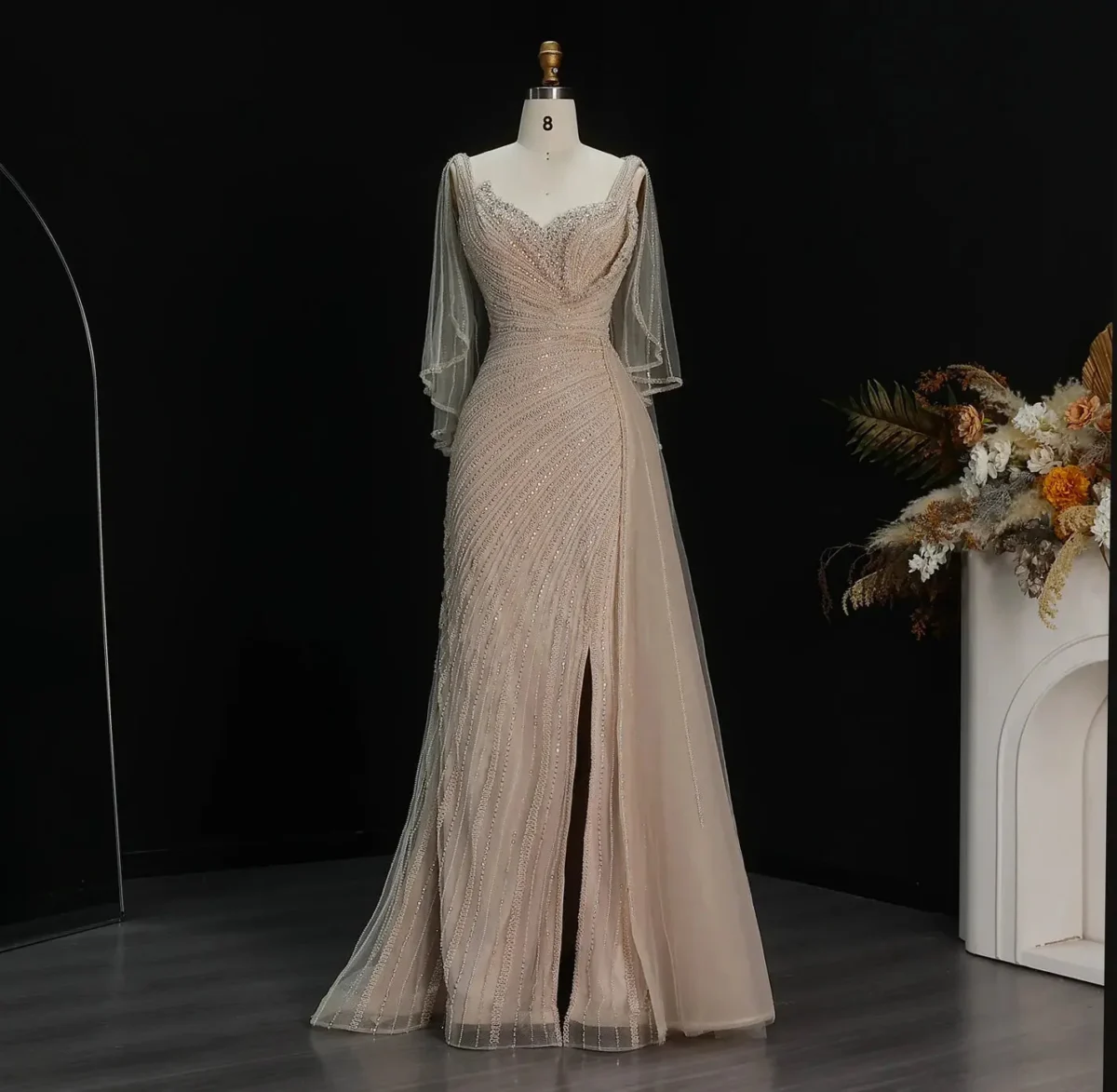 Luxury-Champagne-Evening-Dress-with-Cape-Sleeves-Elegant-Formal-Gown-SS063-AVELAPRO-57137648075055-03 Luxury Champagne Evening Dress with Cape Sleeves Elegant Formal Gown