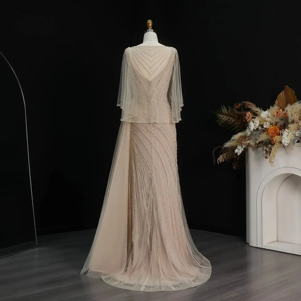 Luxury-Champagne-Evening-Dress-with-Cape-Sleeves-Elegant-Formal-Gown-SS063-AVELAPRO-57137648075055-04 Luxury Champagne Evening Dress with Cape Sleeves Elegant Formal Gown