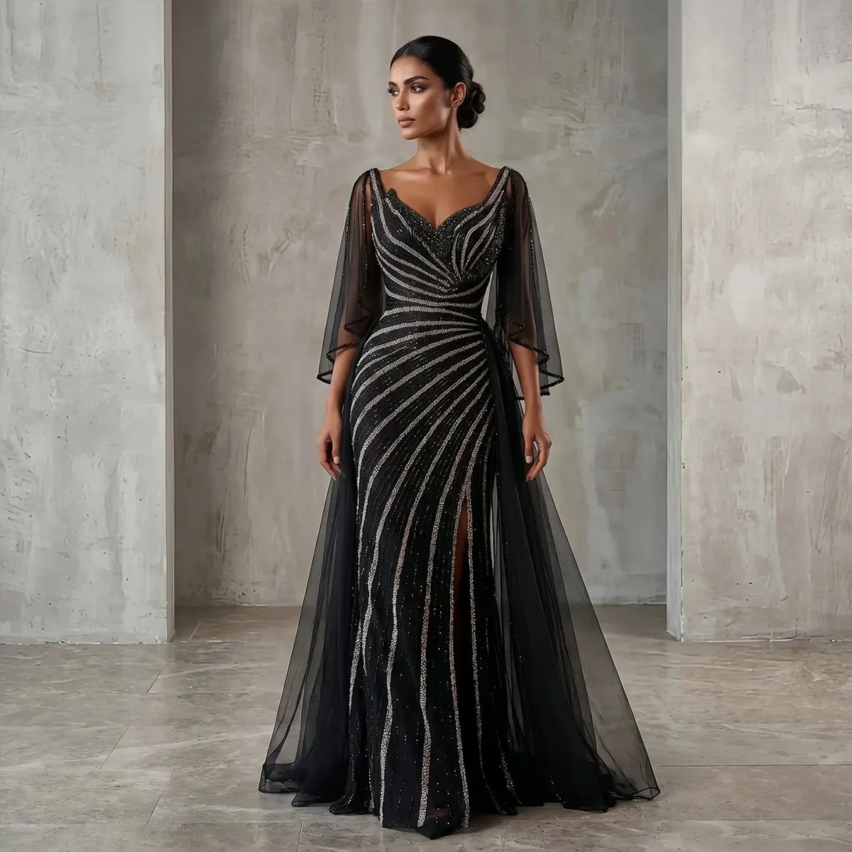 Luxury-Champagne-Evening-Dress-with-Cape-Sleeves-Elegant-Formal-Gown-SS063-AVELAPRO-57137648075055-12 Luxury Champagne Evening Dress with Cape Sleeves Elegant Formal Gown