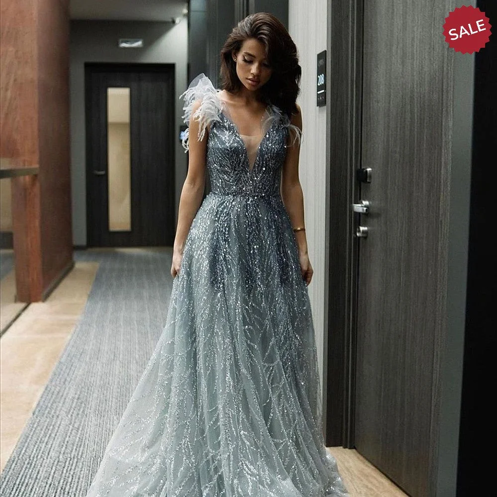 Luxury-Dubai-Feathers-Evening-Dresses-V-Neck-Beaded-Gowns-SS335-AVELAPRO-50497625653551-01 Luxury Dubai Feathers Evening Dresses V-Neck Beaded Gowns