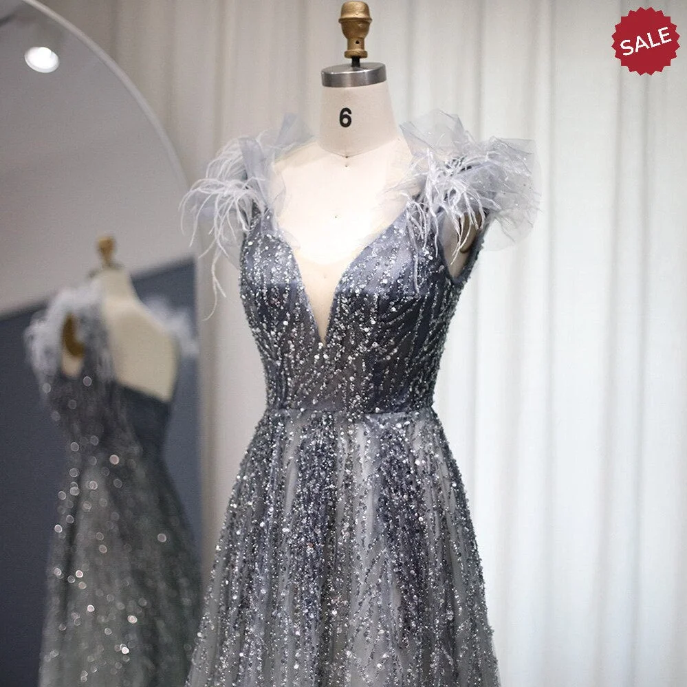 Luxury-Dubai-Feathers-Evening-Dresses-V-Neck-Beaded-Gowns-SS335-AVELAPRO-50497625653551-06 Luxury Dubai Feathers Evening Dresses V-Neck Beaded Gowns