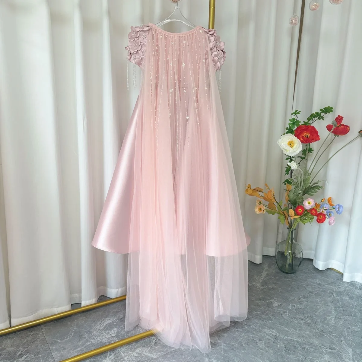 Luxury-Dusty-Pink-Beaded-Arabic-Girl-Dress-with-Cap-Sleeves-J037-AVELAPRO-50751479415087-05 Luxury Dusty Pink Beaded Arabic Girl Dress with Cap Sleeves