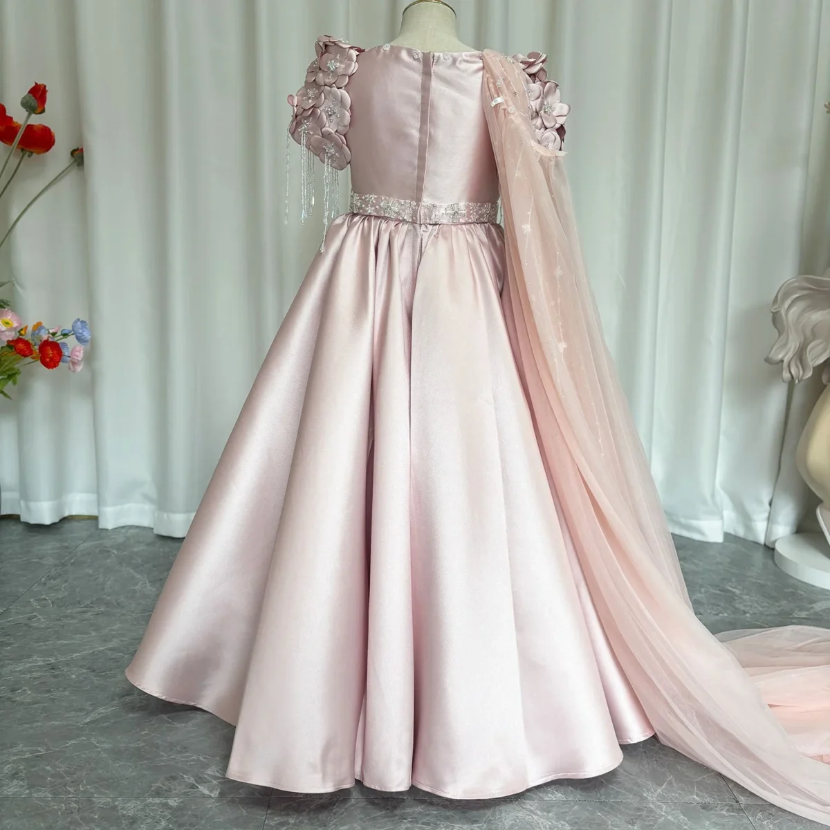Luxury-Dusty-Pink-Beaded-Arabic-Girl-Dress-with-Cap-Sleeves-J037-AVELAPRO-50751479415087-10 Luxury Dusty Pink Beaded Arabic Girl Dress with Cap Sleeves