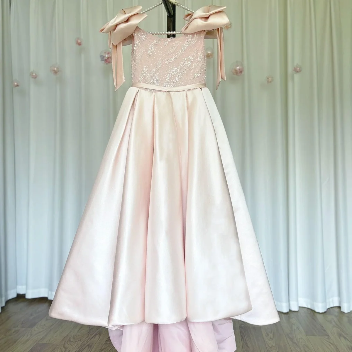 Luxury-Elegant-Pink-Flower-Girl-Dress-with-Bow-J113-AVELAPRO-50782845174063-08 Luxury Elegant Pink Flower Girl Dress with Bow