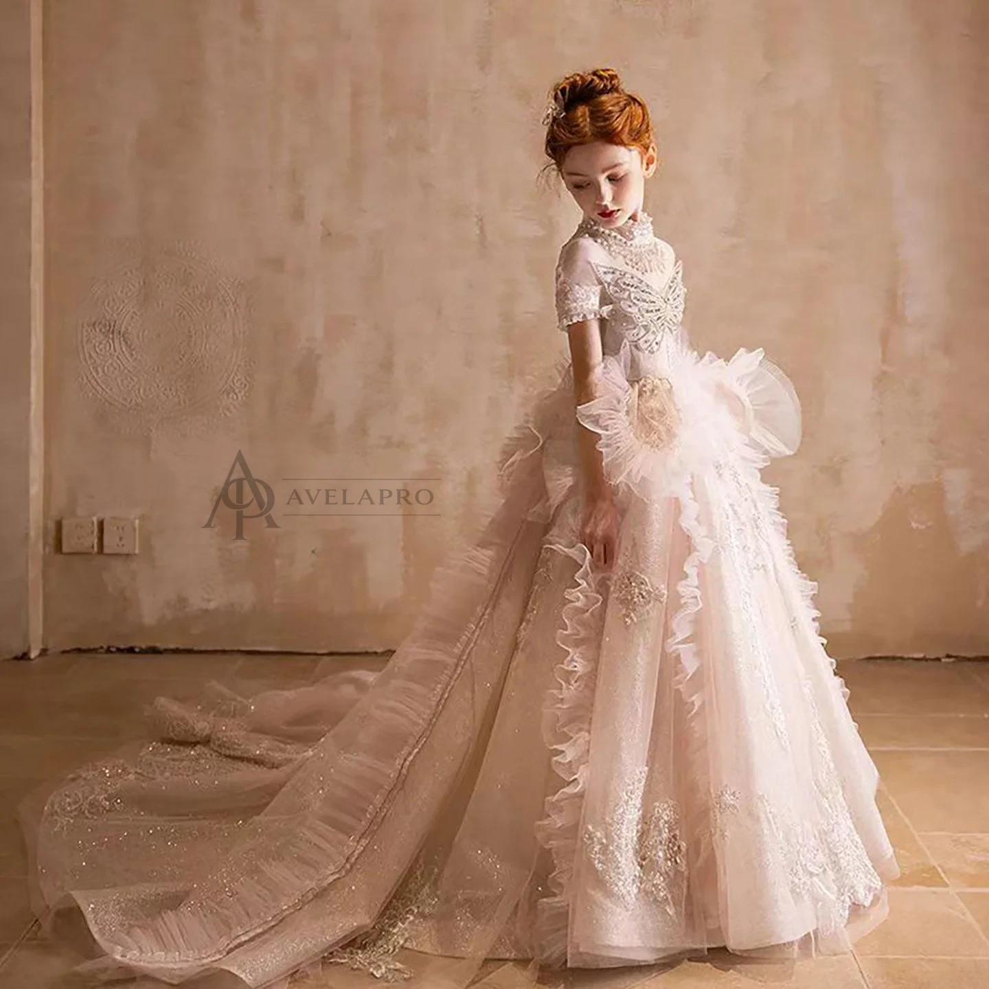 Luxury Flower Girl Princess Dress for Kids Birthday Pageant