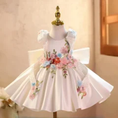 Luxury Flowers Beauty Girl Dress Kids Princess Birthday Gown