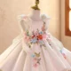 Luxury Flowers Beauty Girl Dress Kids Princess Birthday Gown