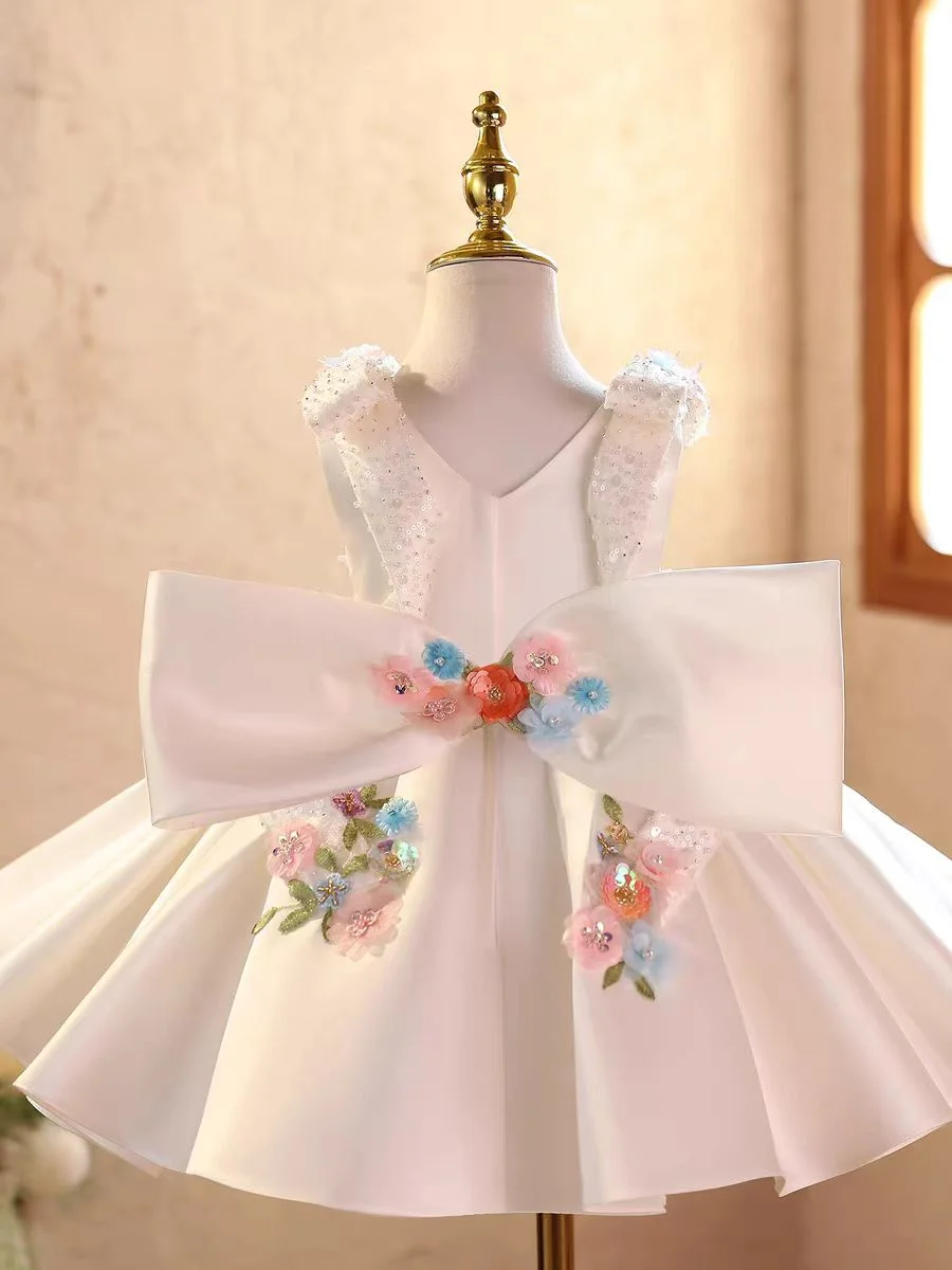 Luxury Flowers Beauty Girl Dress Kids Princess Birthday Gown