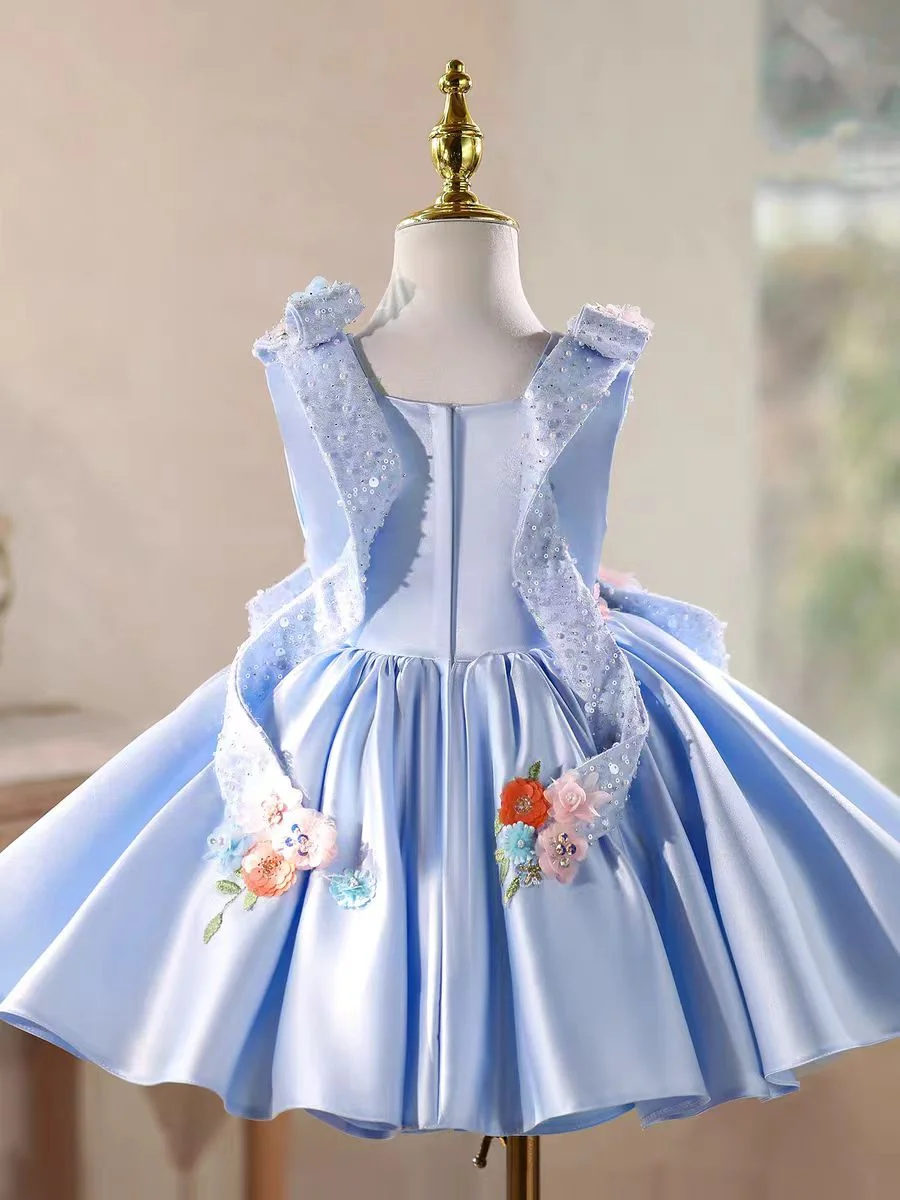 Luxury Flowers Beauty Girl Dress Kids Princess Birthday Gown