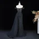 Luxury Off-the-Shoulder Evening Dress with Asymmetrical Tulle Skirt and Boned Bodice