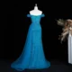 Luxury Off-the-Shoulder Evening Dress with Asymmetrical Tulle Skirt and Boned Bodice