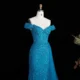 Luxury Off-the-Shoulder Evening Dress with Asymmetrical Tulle Skirt and Boned Bodice