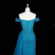 Luxury Off-the-Shoulder Evening Dress with Asymmetrical Tulle Skirt and Boned Bodice