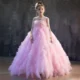Luxury Pink Girl Dress Handmade Flowers Kids Princess