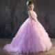 Luxury Pink Girl Dress Handmade Flowers Kids Princess