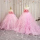 Luxury Pink Girl Dress Handmade Flowers Kids Princess