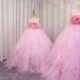 Luxury Pink Girl Dress Handmade Flowers Kids Princess