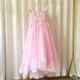 Luxury Pink Tulle Lace Girl Dress Sweep Train Ball Gown