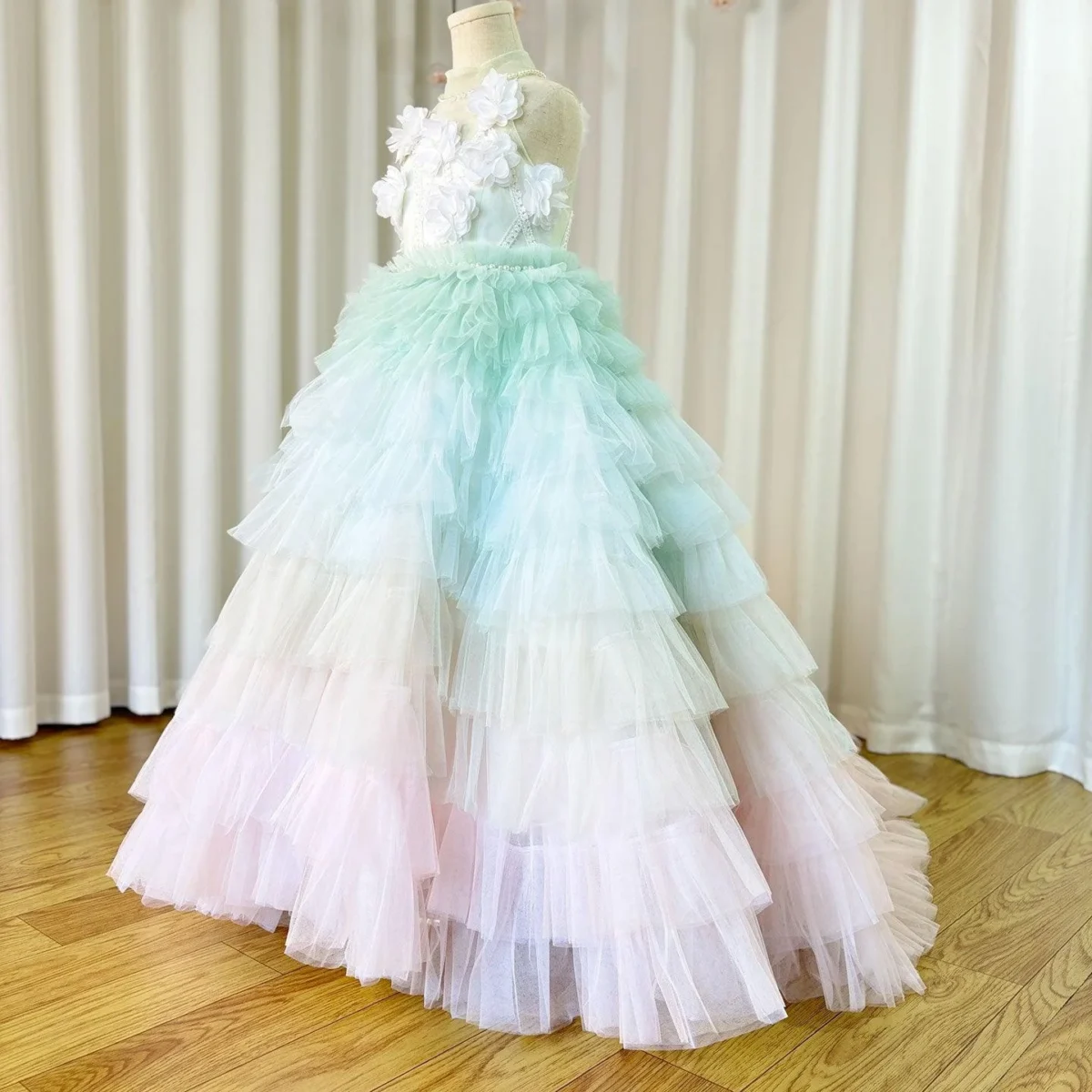 Luxury Sage Green Flower Girl Dresses Handmade Flower