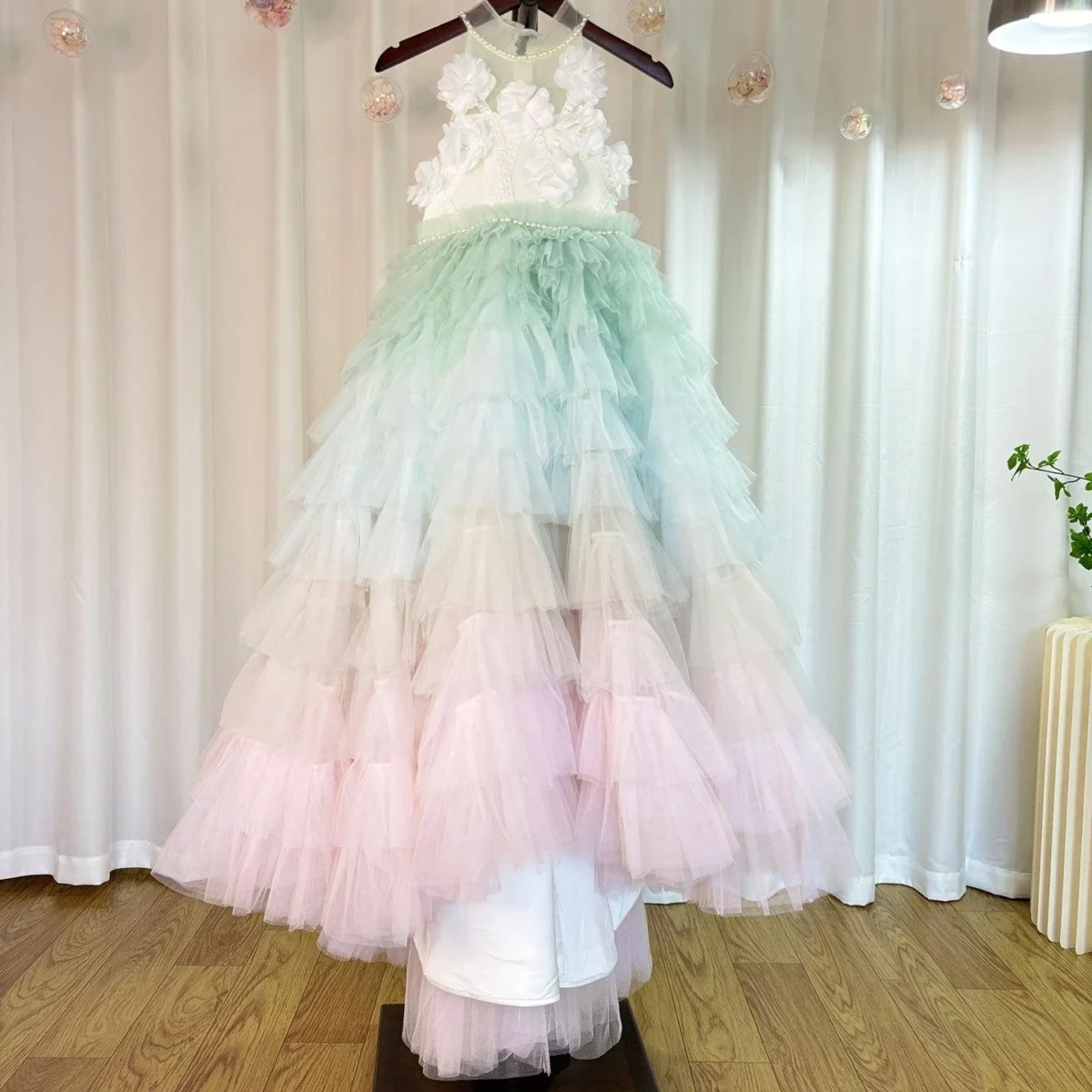 Luxury Sage Green Flower Girl Dresses Handmade Flower