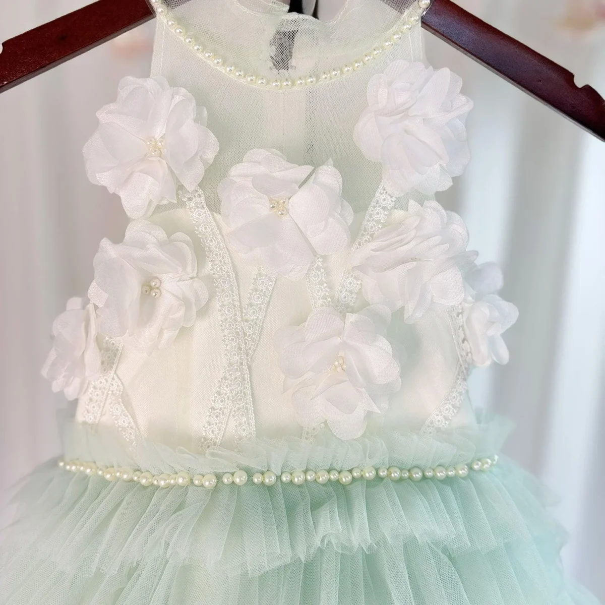 Luxury Sage Green Flower Girl Dresses Handmade Flower
