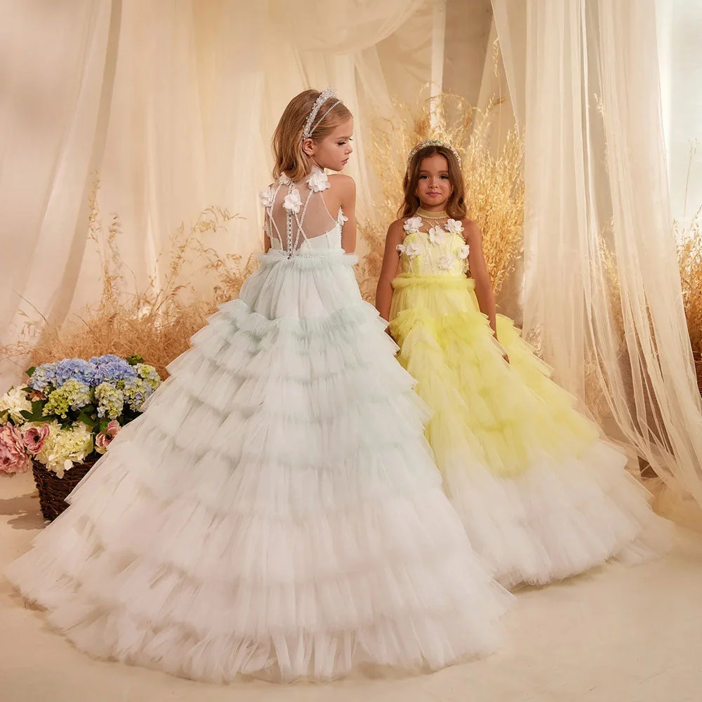 Luxury Sage Green Flower Girl Dresses Handmade Flower