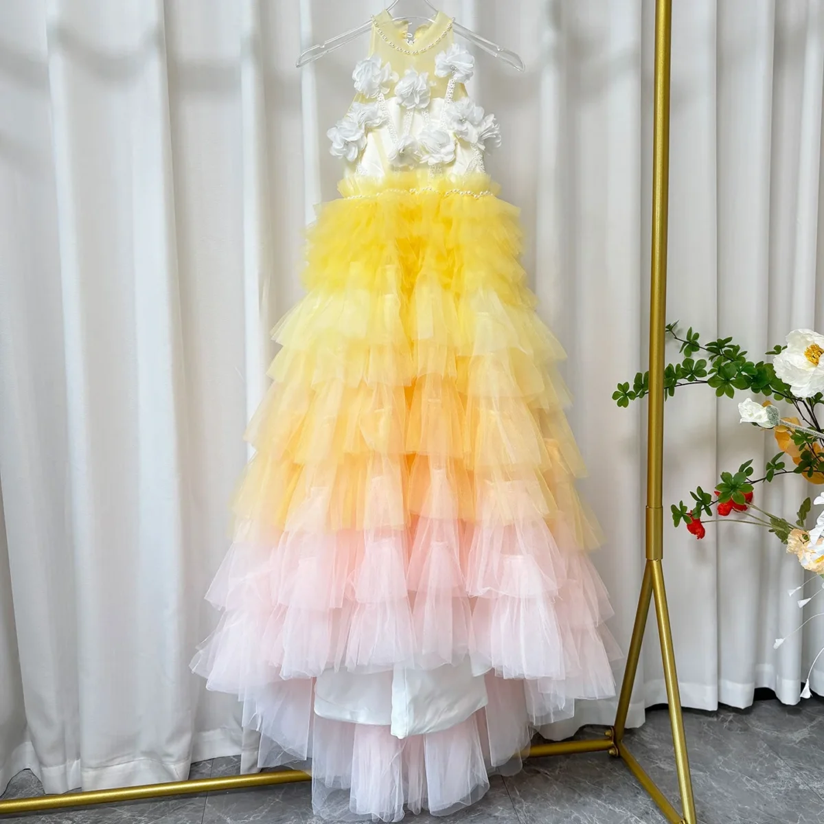 Luxury Sage Green Flower Girl Dresses Handmade Flower