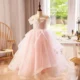 Luxury White Girl Dress Sequined Kids Birthday Girl Dress