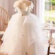 Luxury White Girl Dress Sequined Kids Birthday Girl Dress